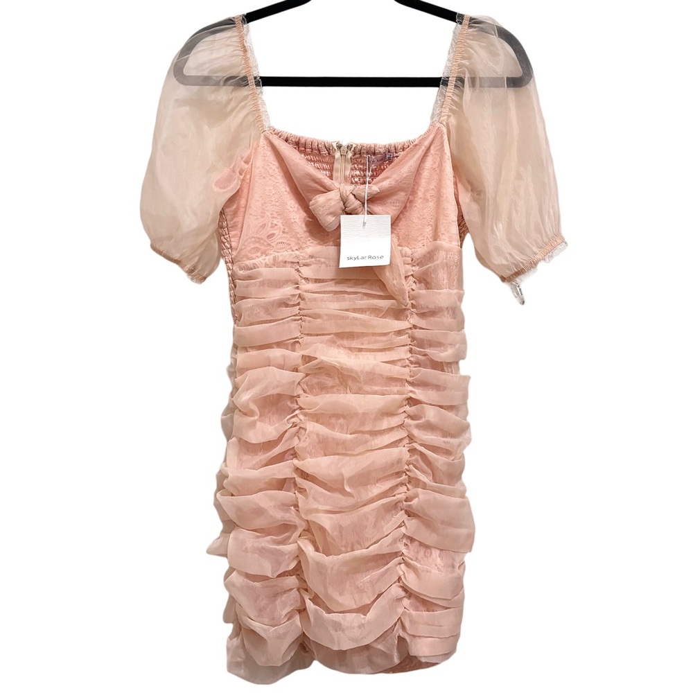 New SkyLar Rose Chiffon ribbon mini dress